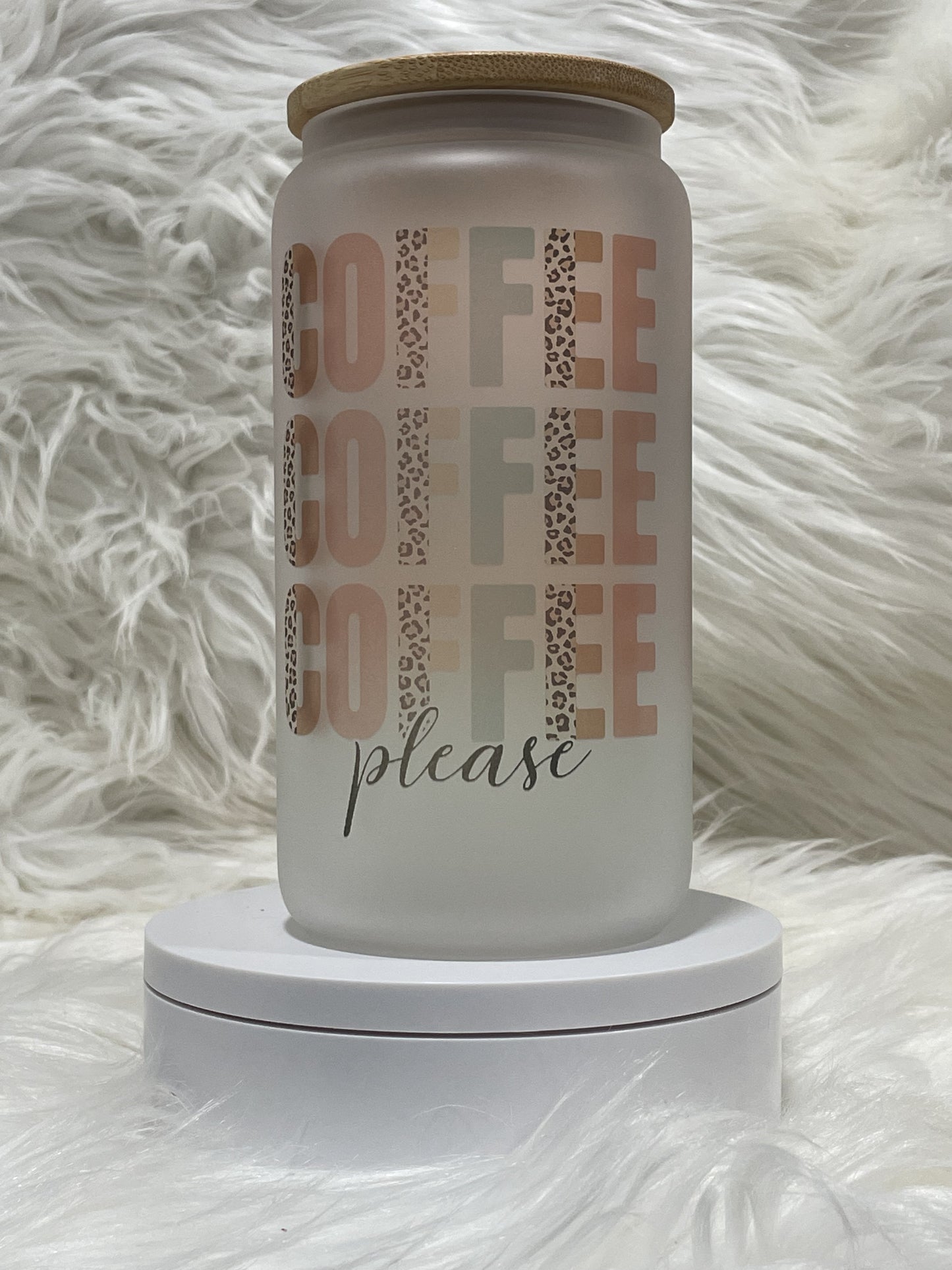 Coffee Please Frosted Mason Jar