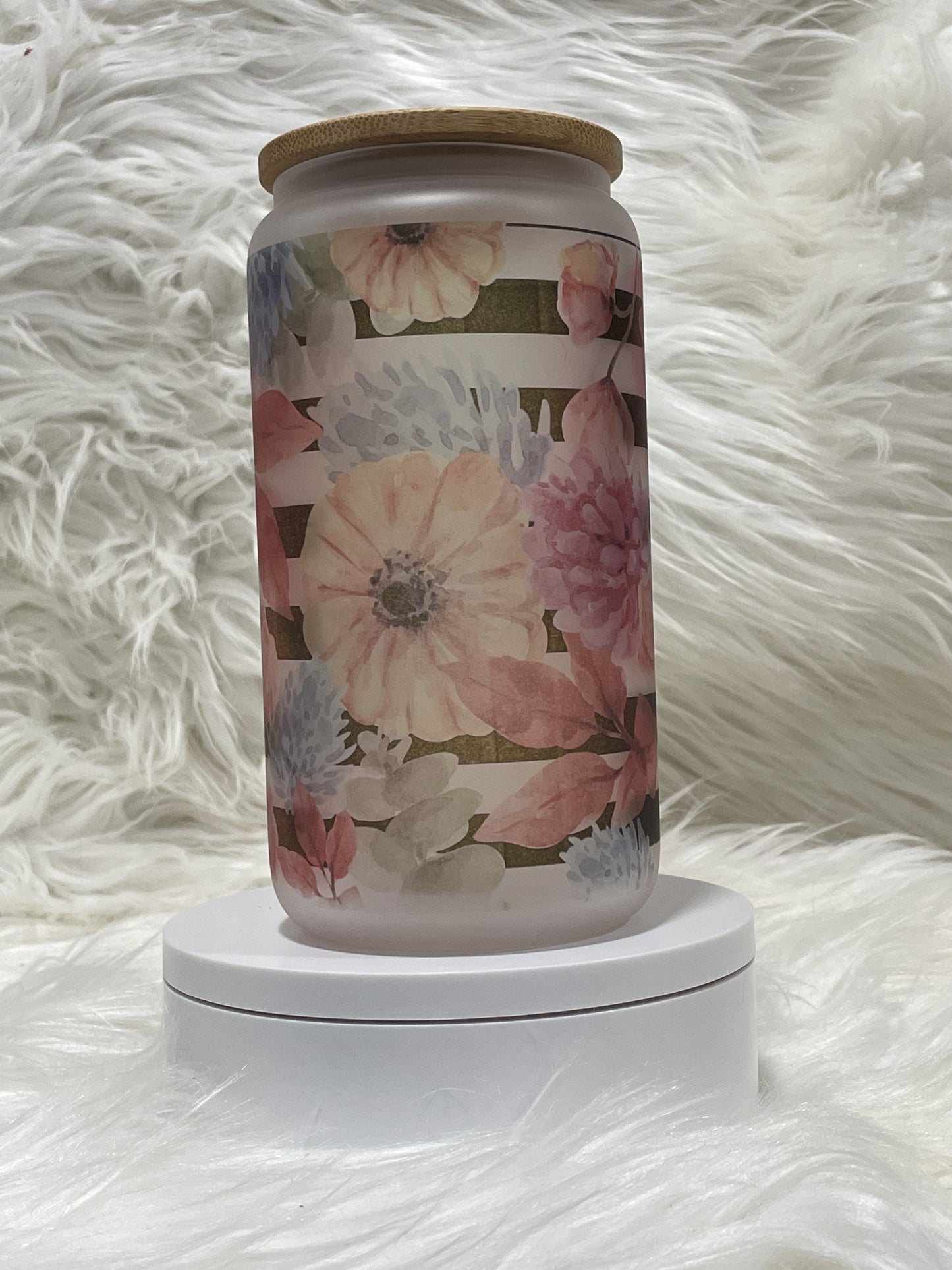 Flowers Frosted Mason Jar