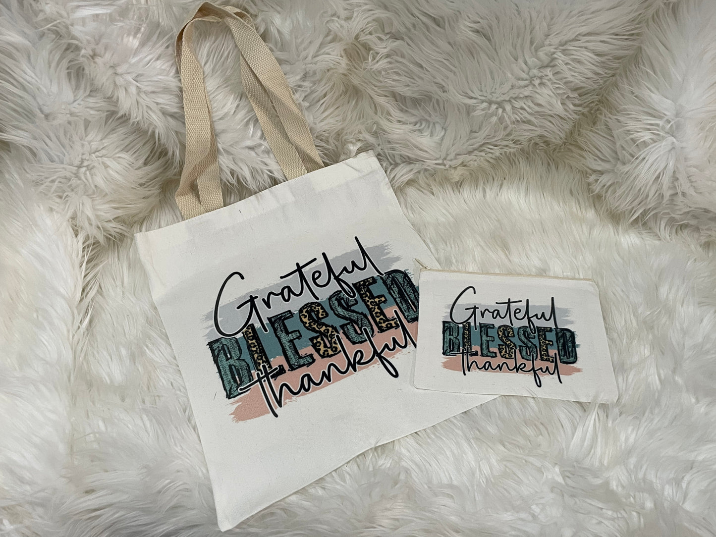 Grateful Blessed Thankful Tote Bag