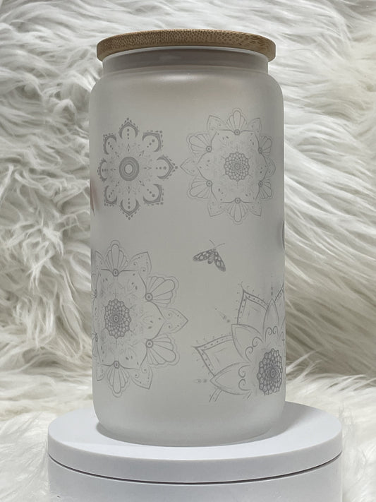 Mandala Frosted Mason Jar