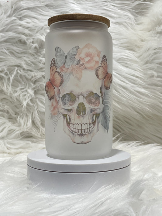 Skull Frosted Mason Jar