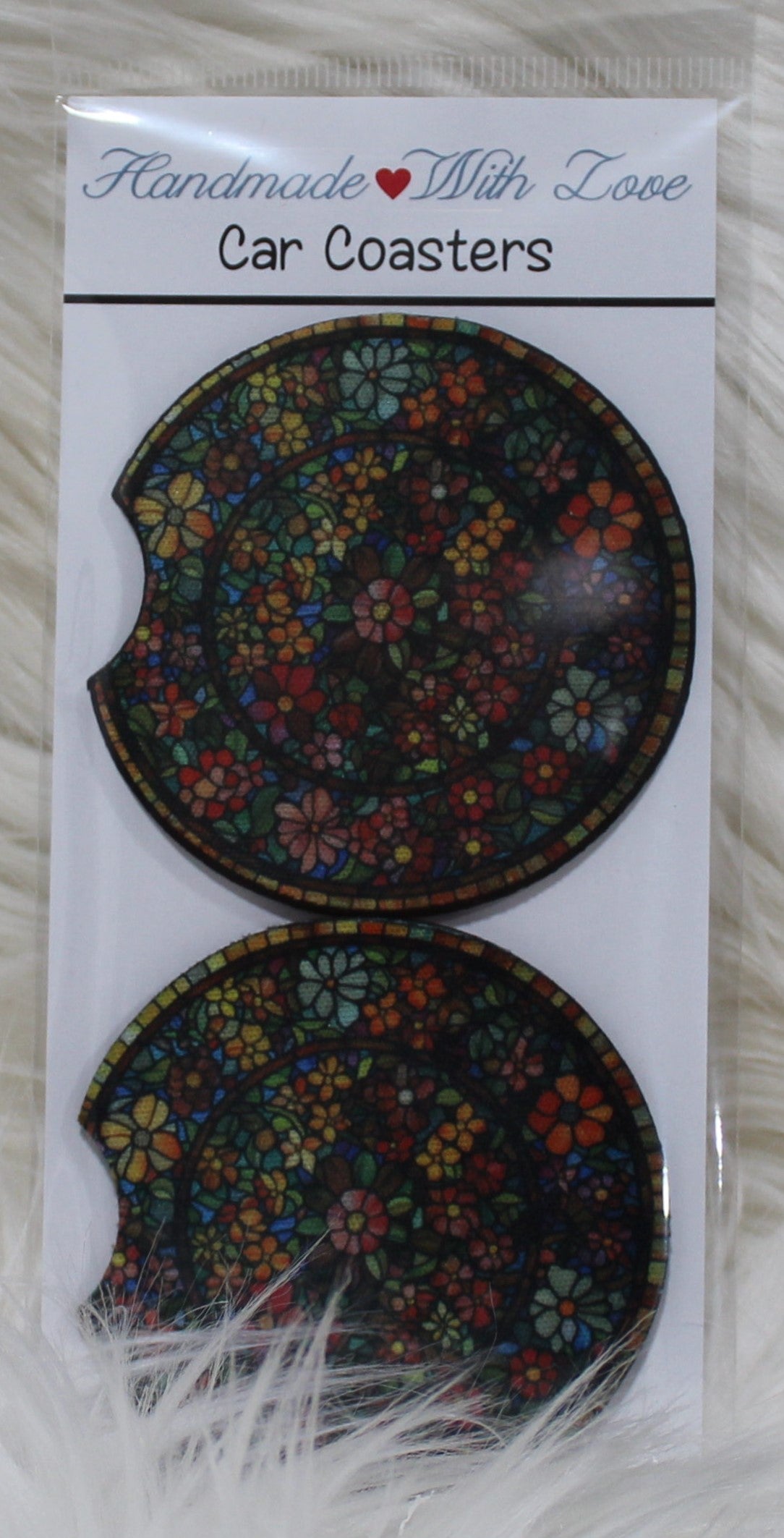 Stain Glass Flower Car Coasters